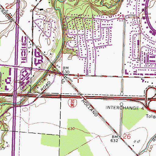 Topographic Map of Heatherview Plaza Shopping Center, OH