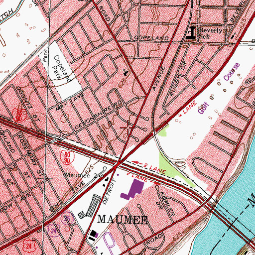 Topographic Map of Detroit Avenue Wesleyan Church, OH