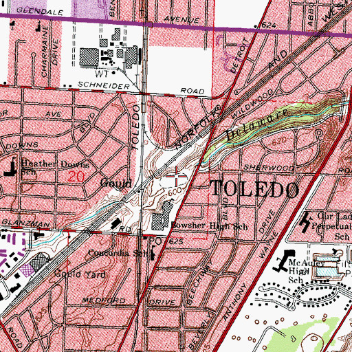 Topographic Map of Charles W Matthews Stadium, OH