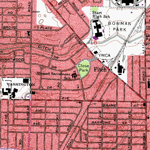 Topographic Map of Church of the Most Blessed Sacrament, OH