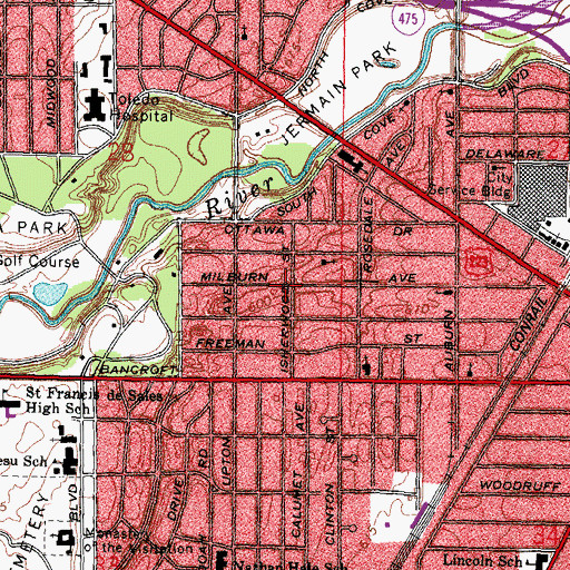 Topographic Map of New Covenant Church of the Living God, OH