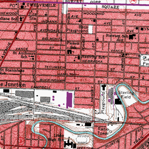 Topographic Map of Non Denominational Bible School, OH
