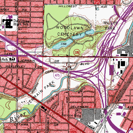Topographic Map of North Cove Boulevard Church of God, OH