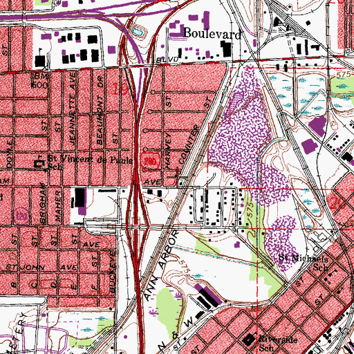 Topographic Map of Ridgewood Avenue Church of Christ, OH