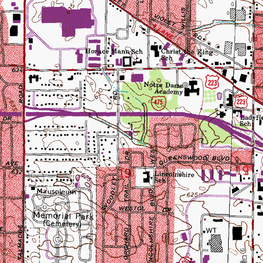 Topographic Map of Saint George Antiochian Orthodox Cathedral, OH