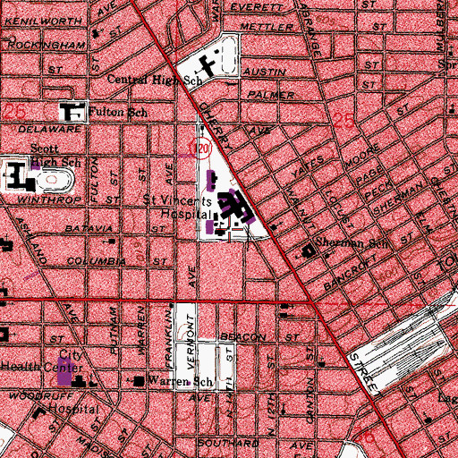 Topographic Map of Saint Marys Roman Catholic Church, OH