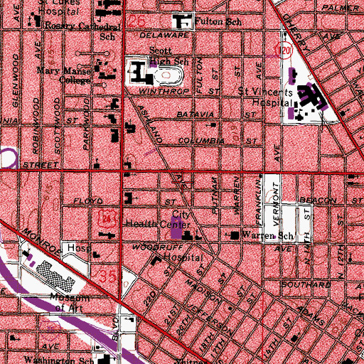 Topographic Map of Thomas Temple Church, OH