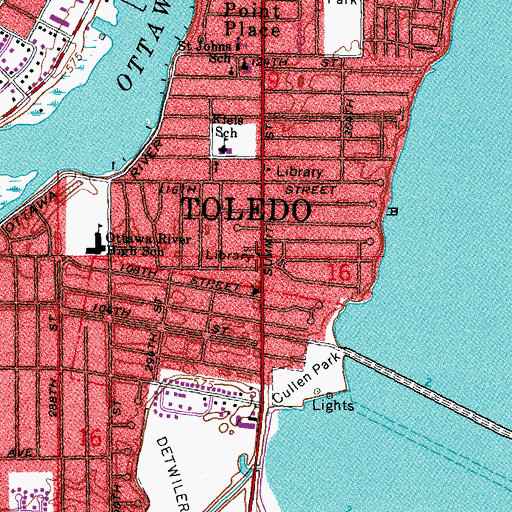 Topographic Map of Point Place Branch Library, OH