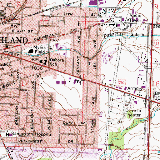 Topographic Map of Luray Shopping Center, OH