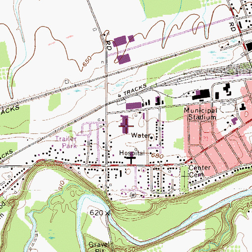 Topographic Map of Conneaut Plaza Shopping Center, OH