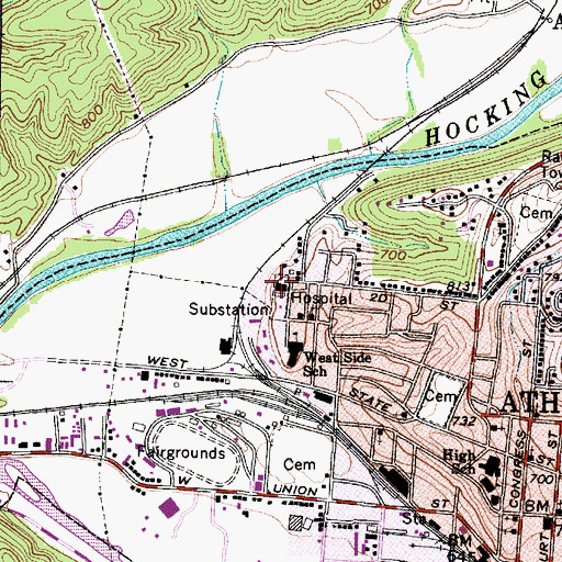 Topographic Map of Sheltering Arms Hospital, OH