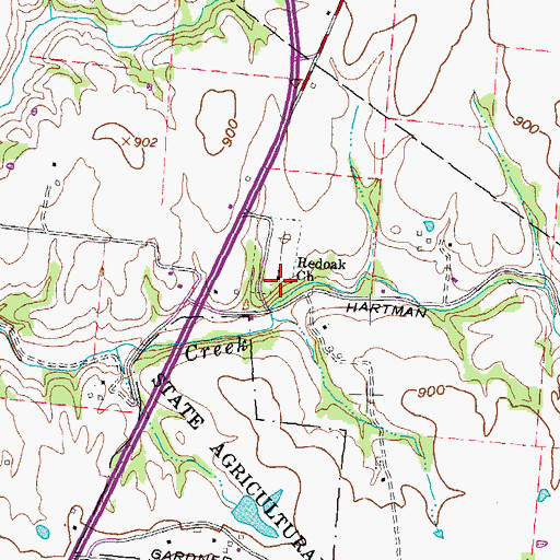 Topographic Map of Red Oak Presbyterian Church, OH