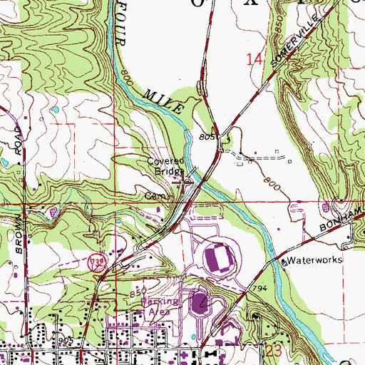 Topographic Map of Austin-Magie Farm and Mill Historic District, OH