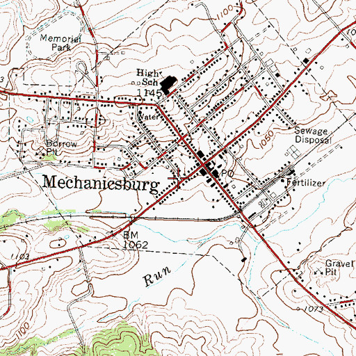 Topographic Map of Mechanicsburg Baptist Church, OH