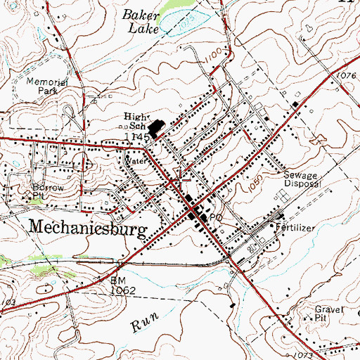 Topographic Map of Mechanicsburg United Methodist Church, OH
