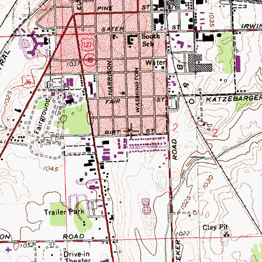 Topographic Map of Community Church of Greenville, OH