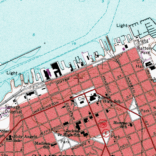 Topographic Map of Columbus Avenue Historic District, OH