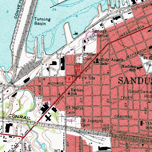 Topographic Map of Number 5 Fire Station, OH