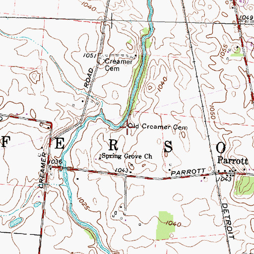 Topographic Map of Creamer Church (historical), OH