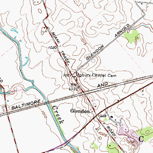Topographic Map of Glendon School (historical), OH