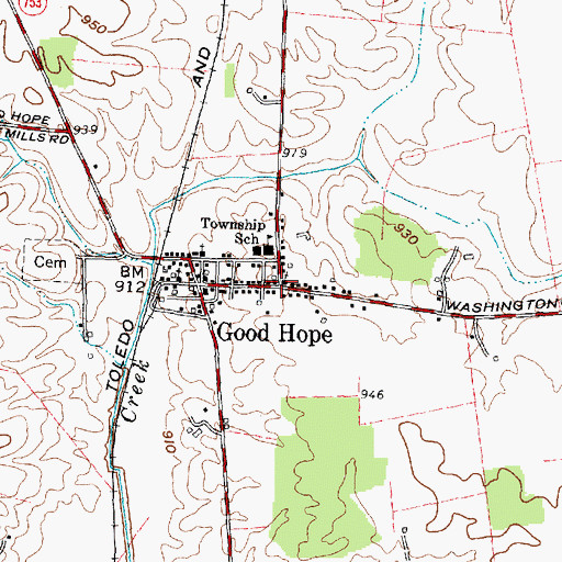 Topographic Map of Good Hope United Methodist Church, OH