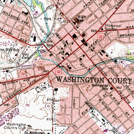 Topographic Map of Old Washington Cemetery, OH