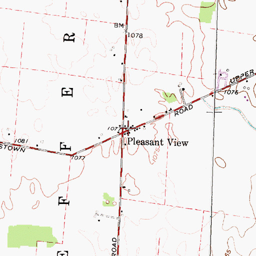 Topographic Map of Pleasant View Church of Christ, OH