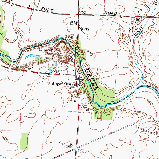 Topographic Map of Sugar Grove Cemetery, OH