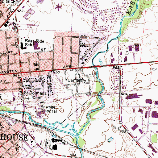 Topographic Map of Washington Cemetery, OH