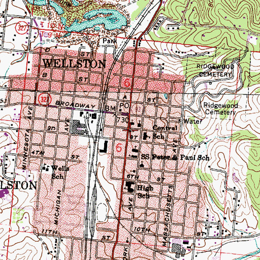 Topographic Map of First Baptist Church, OH
