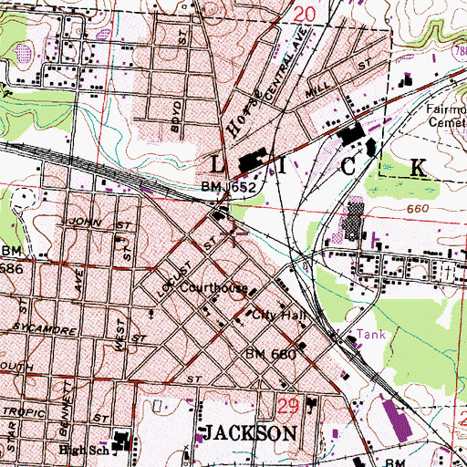 Topographic Map of First Church of the Nazarene, OH