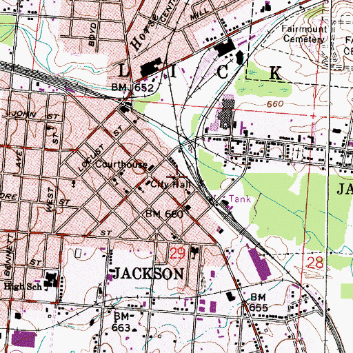 Topographic Map of First Presbyterian Church, OH