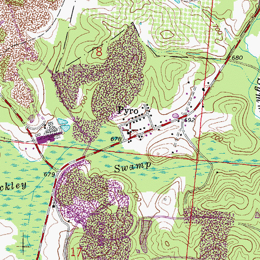 Topographic Map of Pyro Presbyterian Church, OH