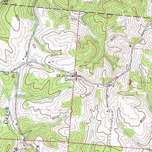 Topographic Map of Saint Johns Church (historical), OH