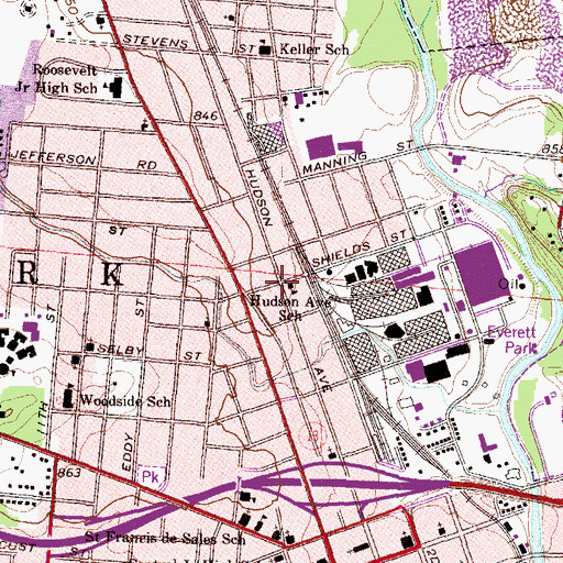 Topographic Map of Hudson Avenue Historic District, OH