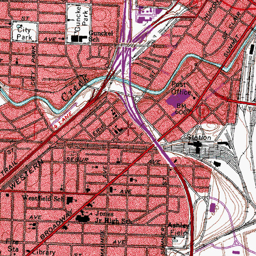 Topographic Map of Saint Peter and Saint Paul Historic District, OH