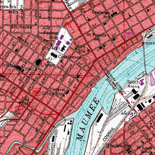 Topographic Map of Trinity Episcopal Church, OH