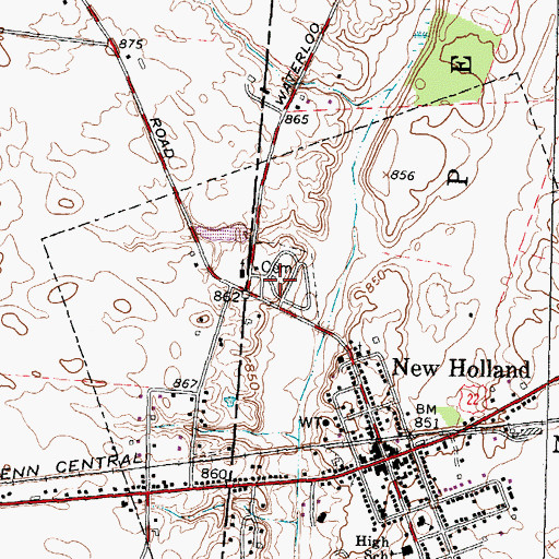 Topographic Map of New Holland Cemetery, OH