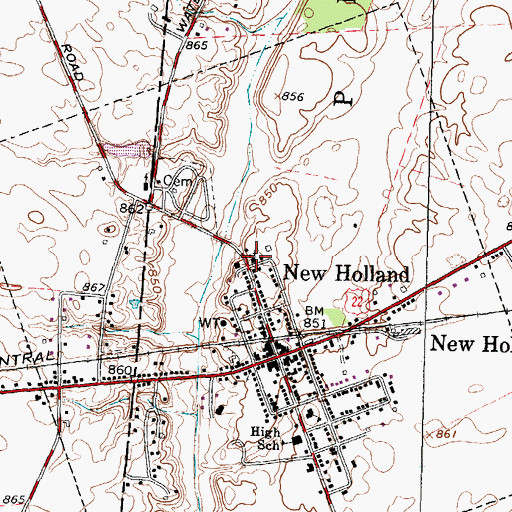 Topographic Map of New Holland Church of Christ, OH