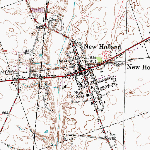 Topographic Map of New Holland United Methodist Church, OH