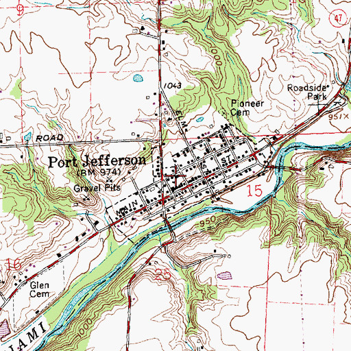 Topographic Map of Port Jefferson School, OH