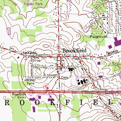 Topographic Map of Brookfield Village Green, OH