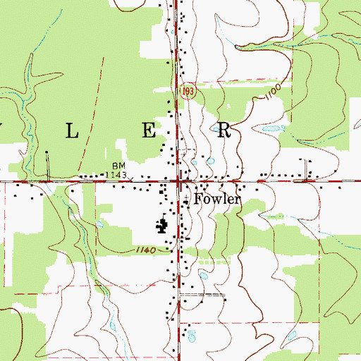 Topographic Map of Fowler Center Historic District, OH