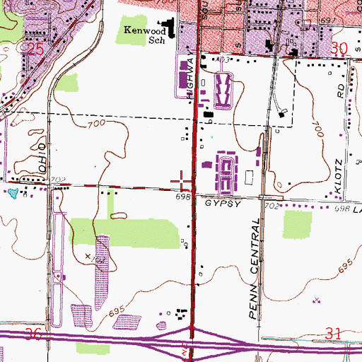 Topographic Map of Cross Roads Plaza Shopping Center, OH