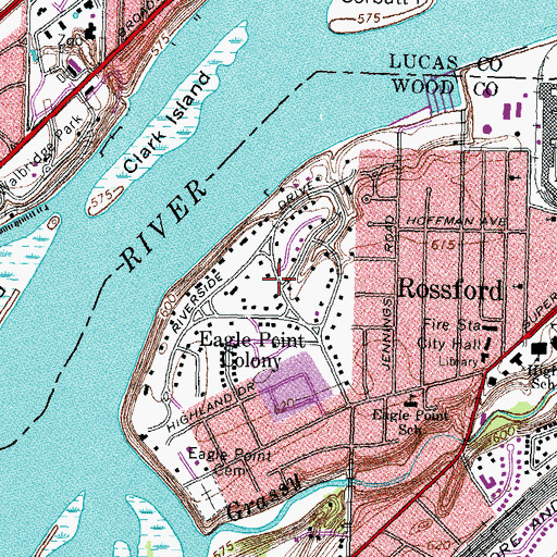 Topographic Map of Eagle Point Colony Historic District, OH