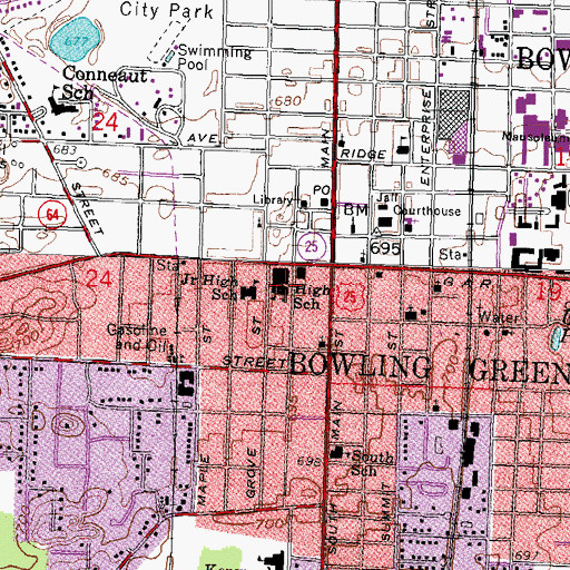 Topographic Map of First Presbyterian Church, OH