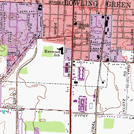 Topographic Map of Southwood Plaza Shopping Center, OH