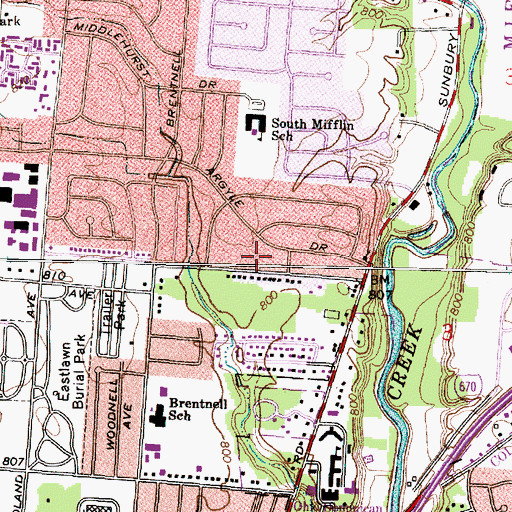 Topographic Map of Amvet Village Park, OH