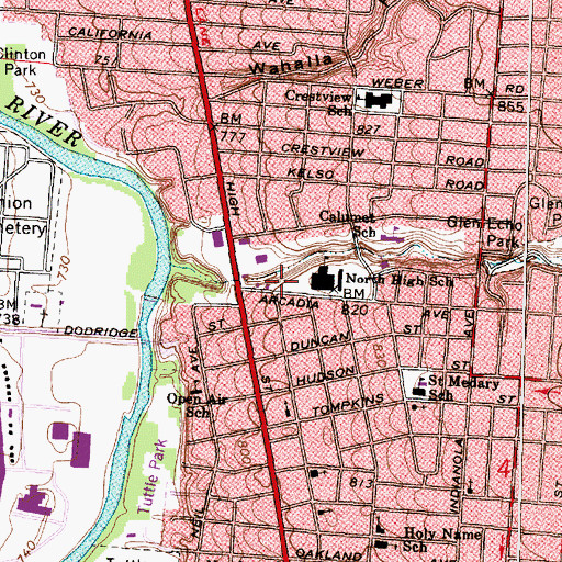 Topographic Map of Clintonville Park, OH