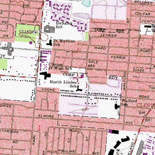 Topographic Map of Cooke Park, OH